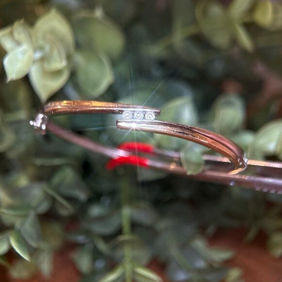 10K Two-Tone Gold Diamond Bangle Bracelet - Picture 5 of 12